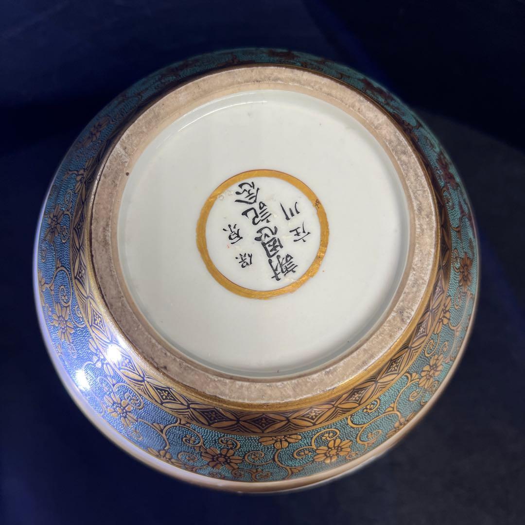 明治期　九谷焼　金蘭手七福神花瓶　高さ約30.5㎝　東Y8-0324☆1Fトヒウ