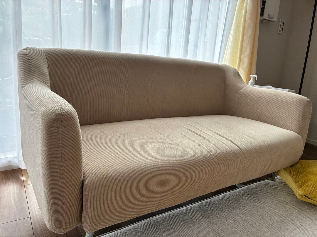 「引き取り限定」2人掛けソファ ベージュ 幅130cm LOWYA ロウヤ