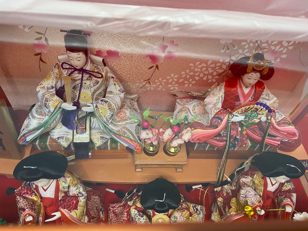 東京久月　雛人形オルゴール付き五人飾り・間口約５７×奥行約３１×高さ約３８㎝