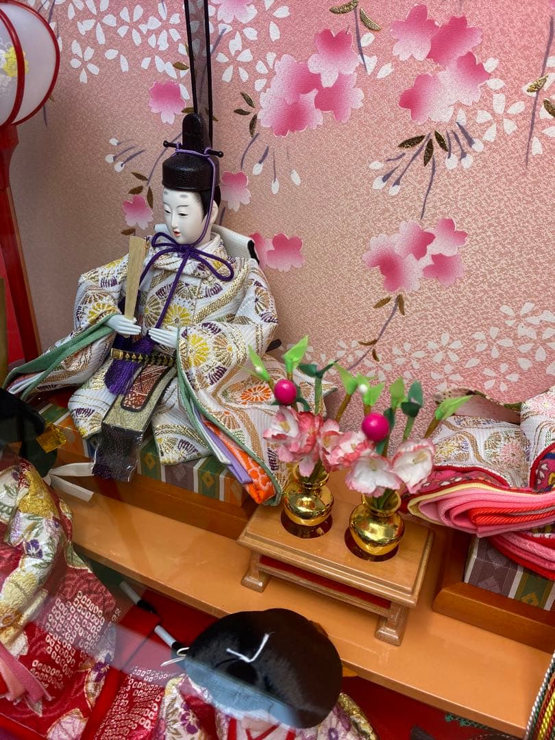 東京久月　雛人形オルゴール付き五人飾り・間口約５７×奥行約３１×高さ約３８㎝