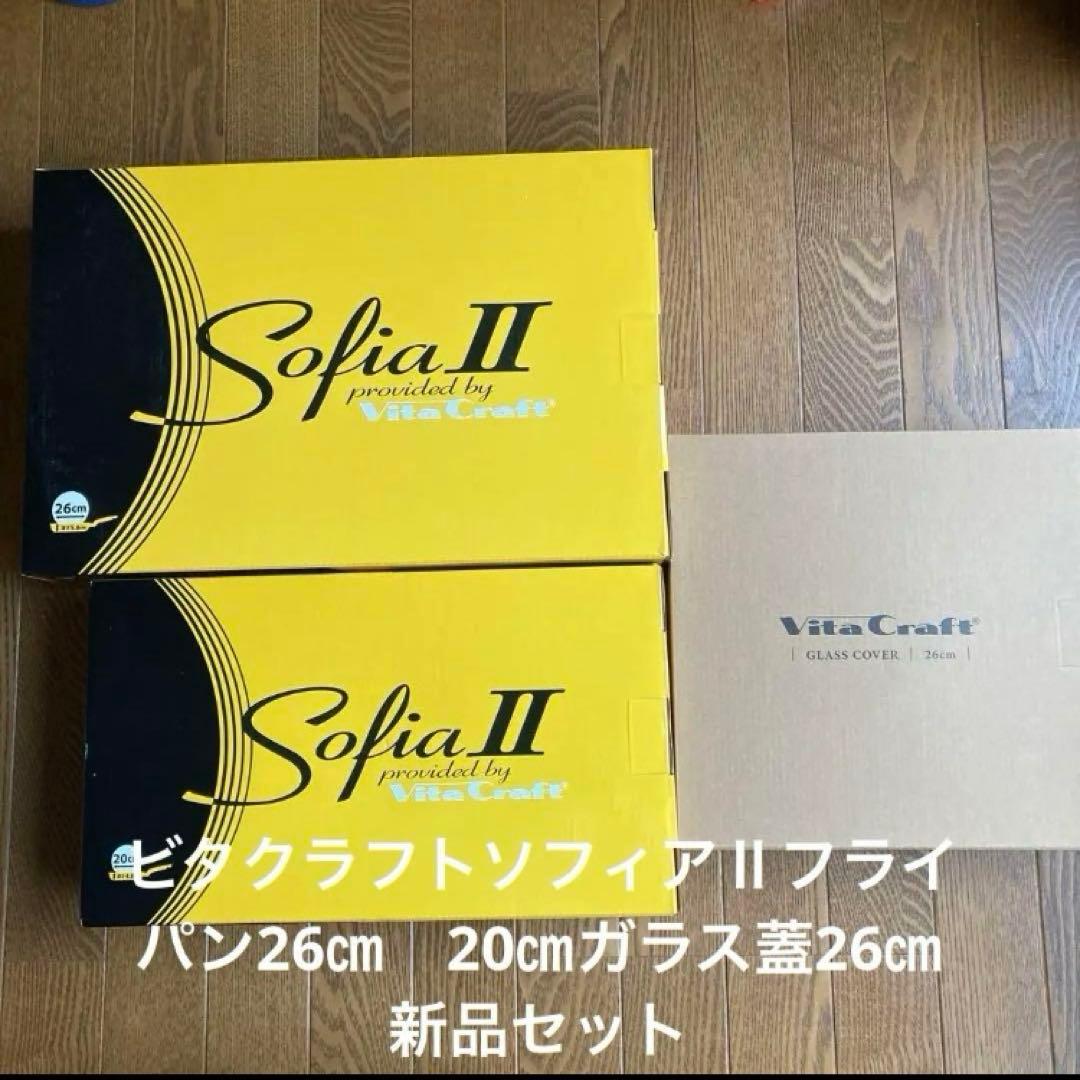 最終特価　ビタクラフトソフィアⅡフライパン26㎝　20㎝ガラス蓋26㎝新品セット