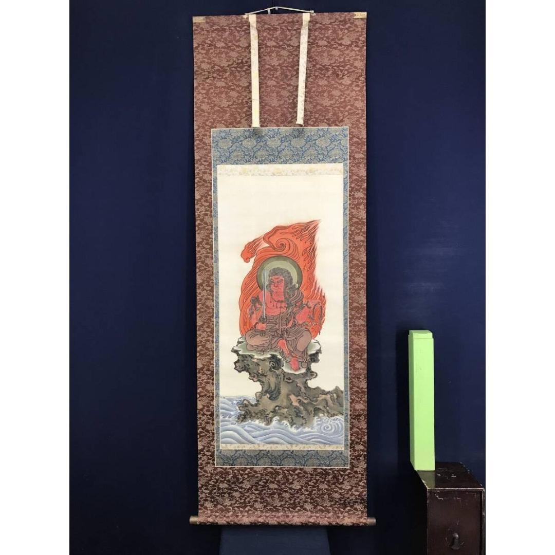 真作/作者不詳/不動明王/仏掛軸/掛軸☆宝船☆AK-228