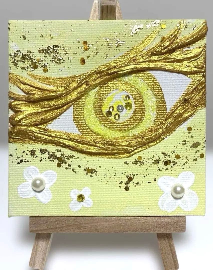 開運絵画　龍神様　拡大のエネルギー　天然石アメジスト　花の舞　金龍　金箔