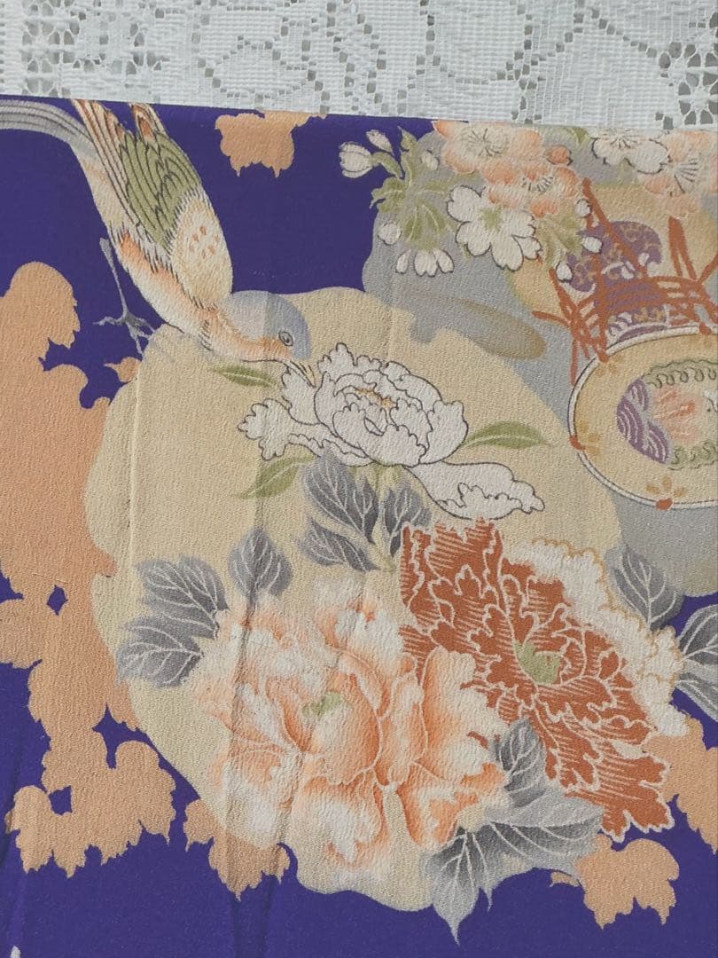 【アンティーク】大正ロマン　希少　可愛い鳥柄　七五三　女の子　着物　正絹　和装