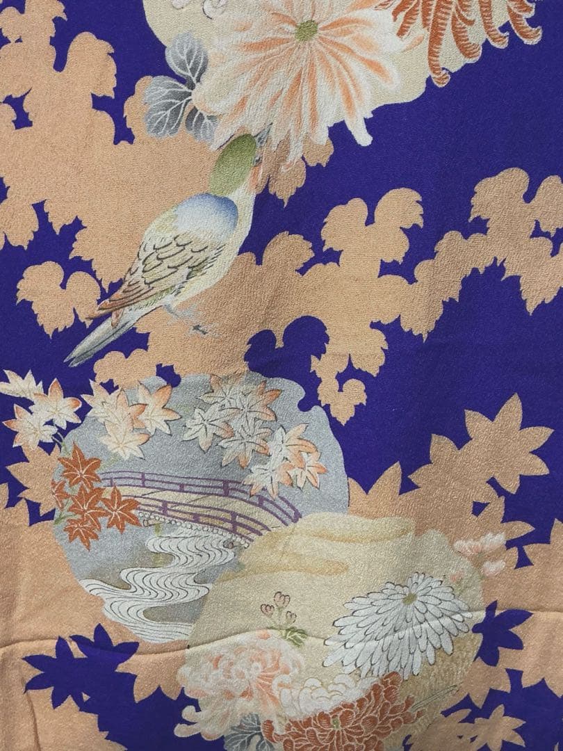 【アンティーク】大正ロマン　希少　可愛い鳥柄　七五三　女の子　着物　正絹　和装