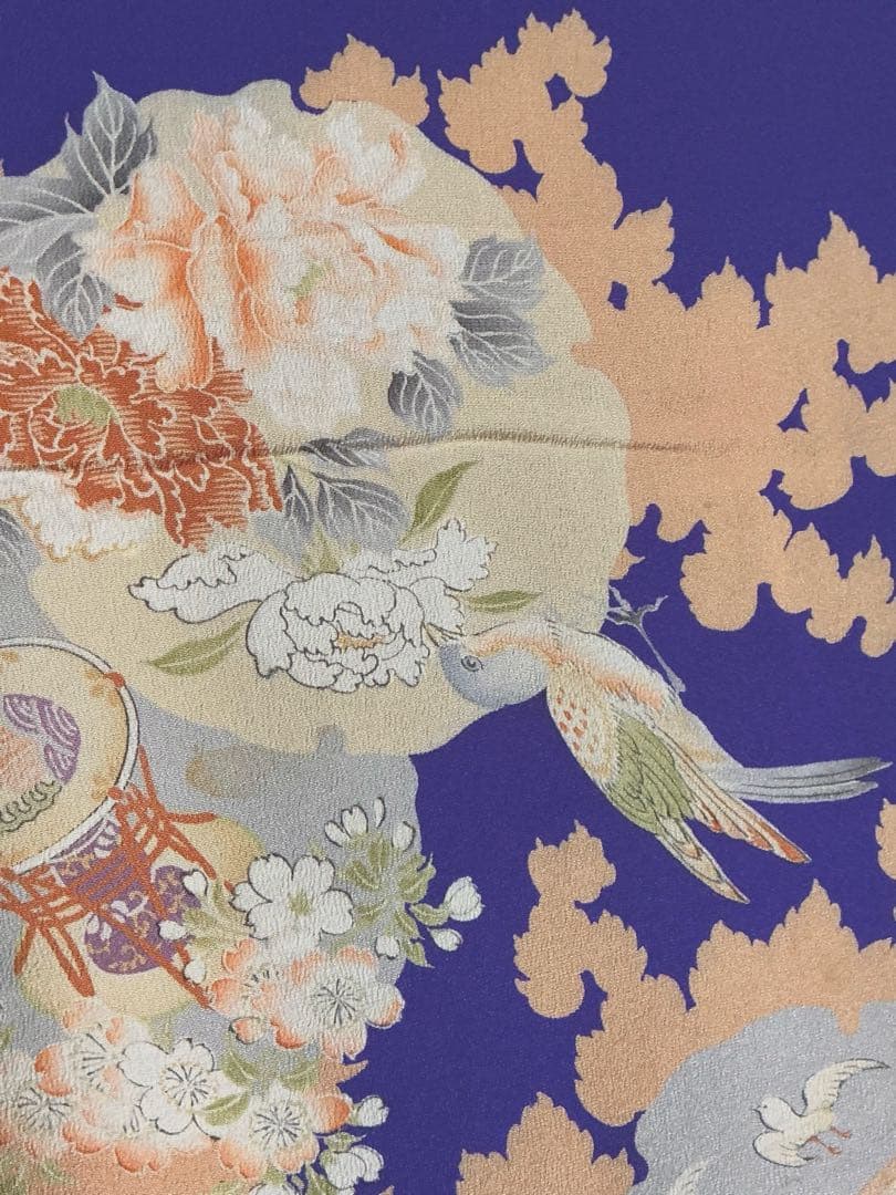 【アンティーク】大正ロマン　希少　可愛い鳥柄　七五三　女の子　着物　正絹　和装
