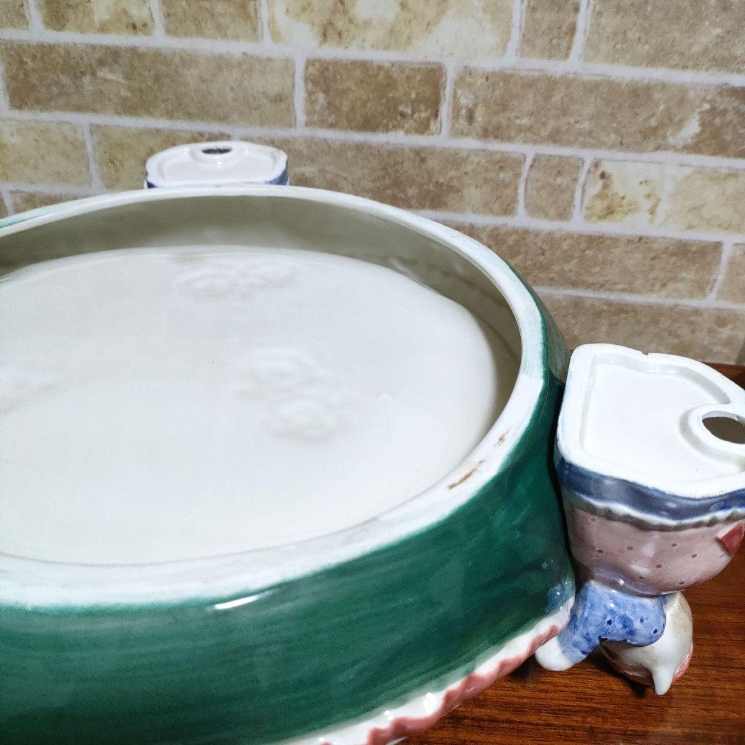 【レア】陶器製 メイド猫 バラ柄 大皿 菓子皿 ハンドペイント