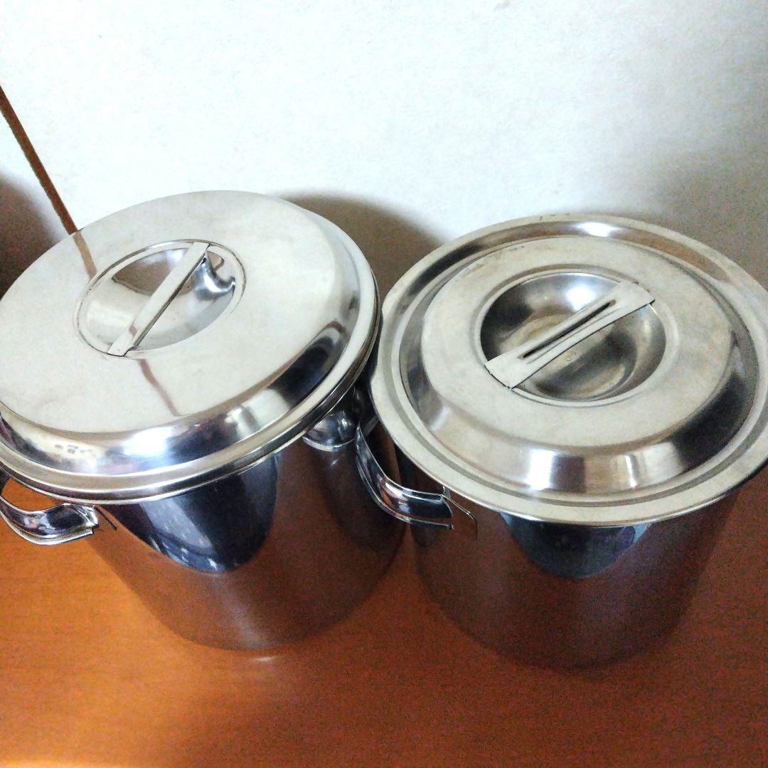 業務用 EBM クローバー ステンレス製 寸胴鍋 8L 11L 2つセット 蓋付