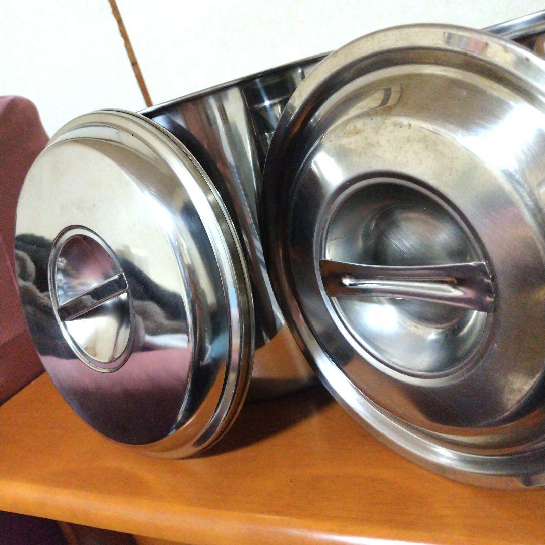 業務用 EBM クローバー ステンレス製 寸胴鍋 8L 11L 2つセット 蓋付