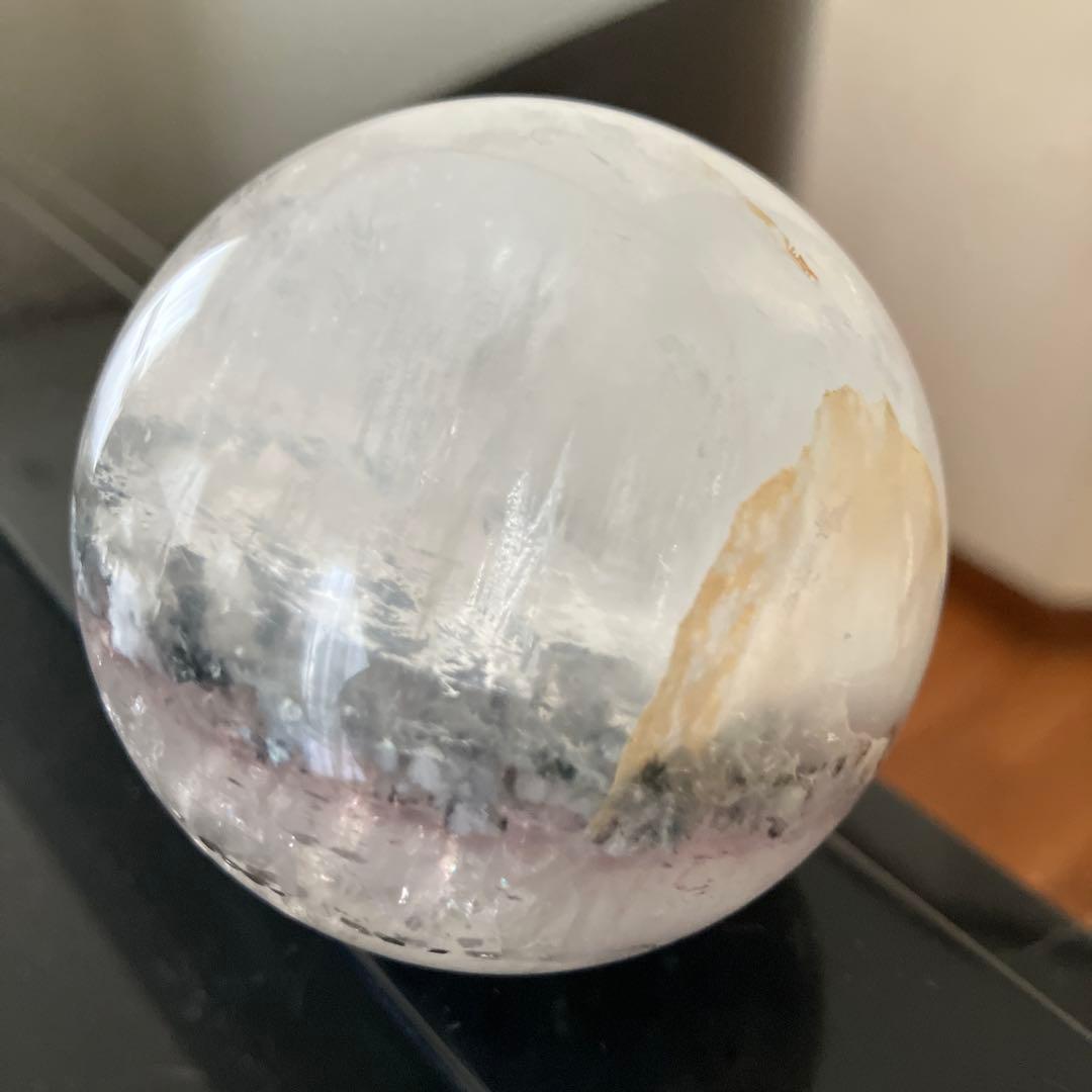 特大！パイライトインフローライト　スフィア　天然石置物　C167