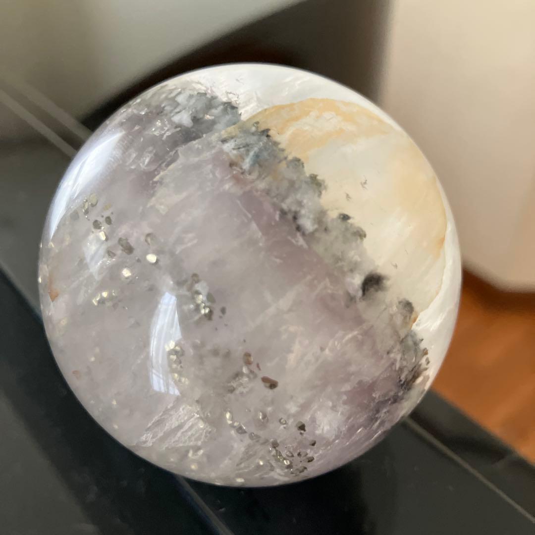 特大！パイライトインフローライト　スフィア　天然石置物　C167