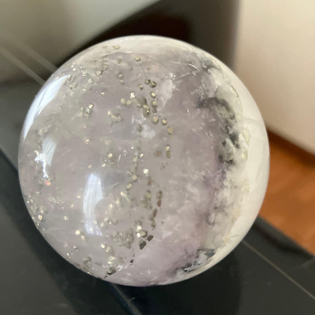 特大！パイライトインフローライト　スフィア　天然石置物　C167