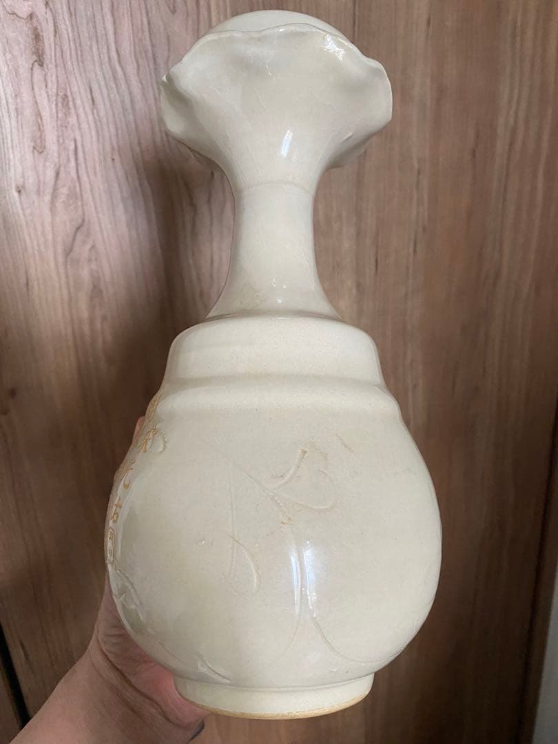 宋代易定款詩文盘口瓶、サイズ高さ約27cm径12cm×口8cmお