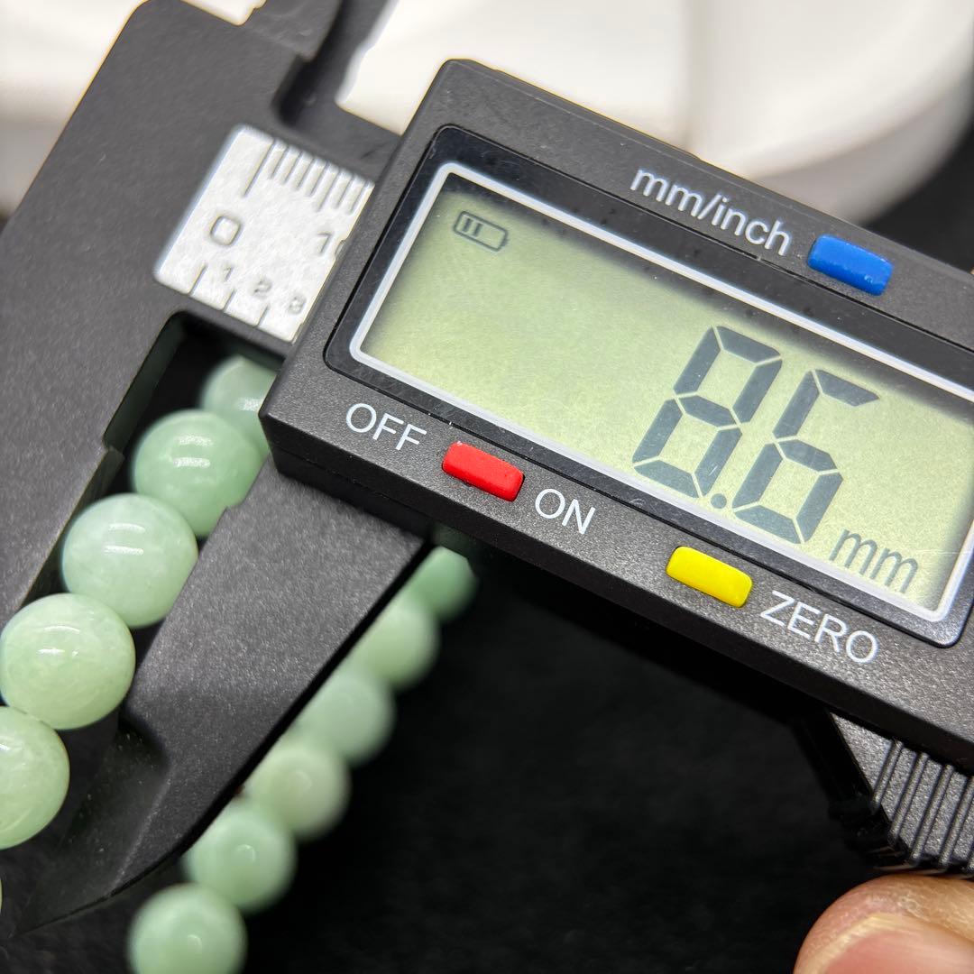 無処理無染色A貨天然石本翡翠　保証付　ミャンマー　本翡翠　手作り　緑色 約8mm