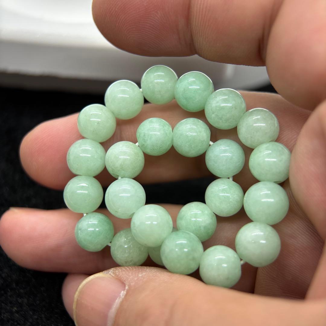 無処理無染色A貨天然石本翡翠　保証付　ミャンマー　本翡翠　手作り　緑色 約8mm