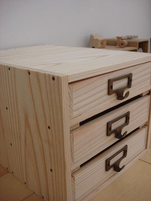 ★送料無料サイズ変更可能★A4ネームプレート3段引き出し②無垢材木製オーダー可能