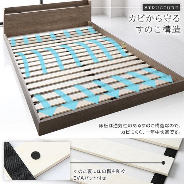 ベッド セミダブル ベッドフレームのみ グレージュ ds-2423335