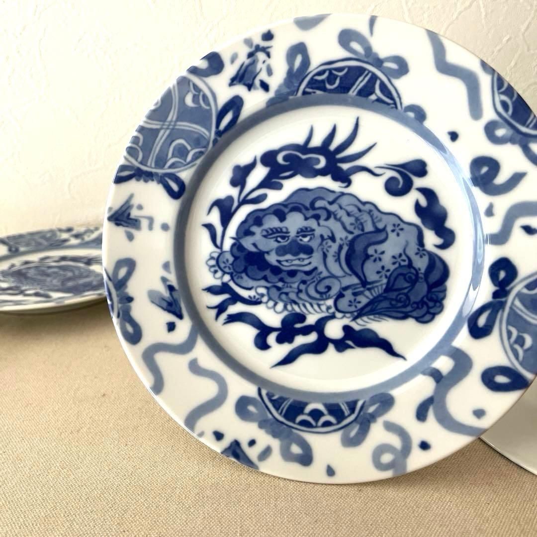 ☆M244 ○香蘭社　寿獅子　中皿【5枚】未使用