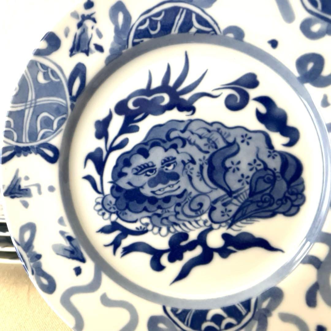 ☆M244 ○香蘭社　寿獅子　中皿【5枚】未使用