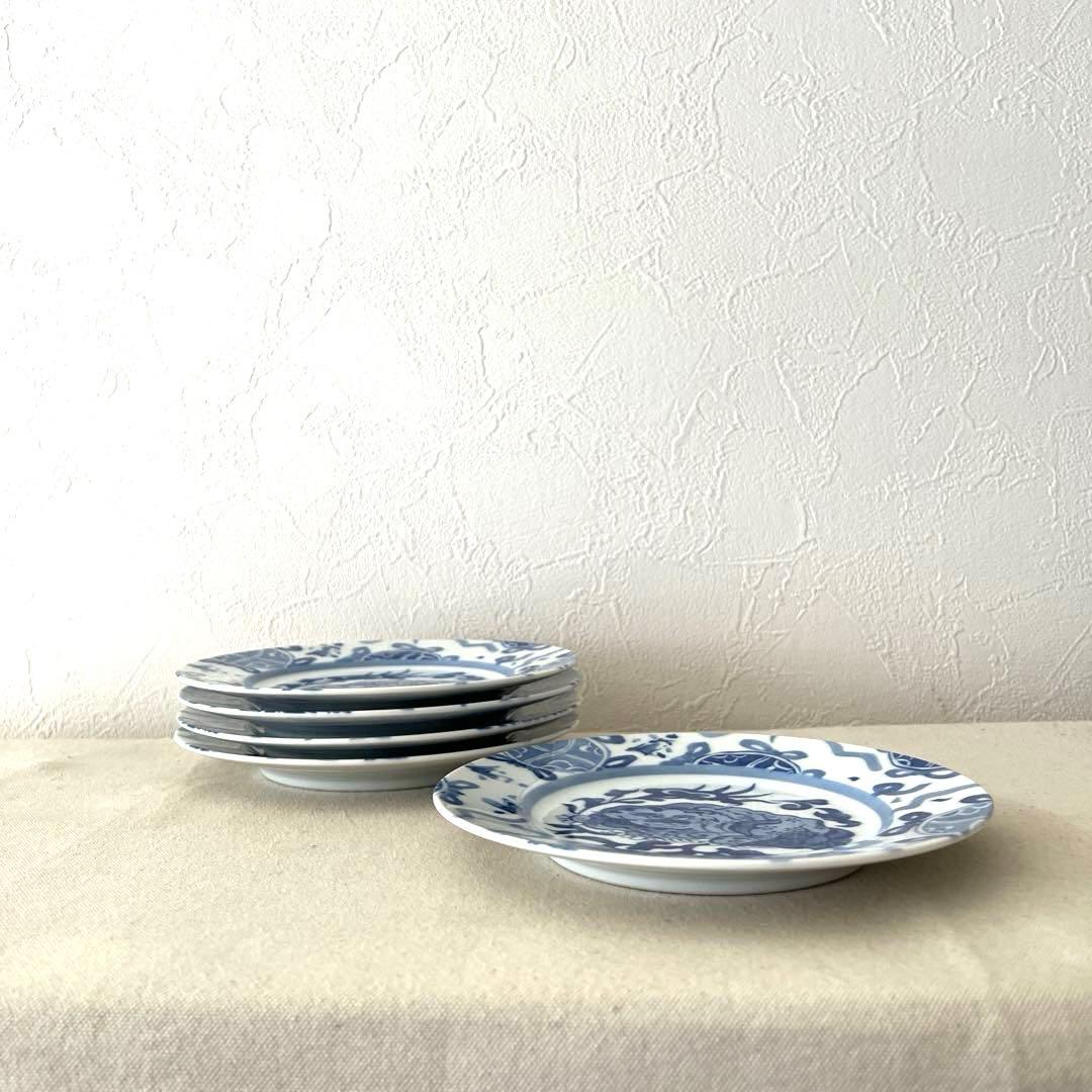 ☆M244 ○香蘭社　寿獅子　中皿【5枚】未使用