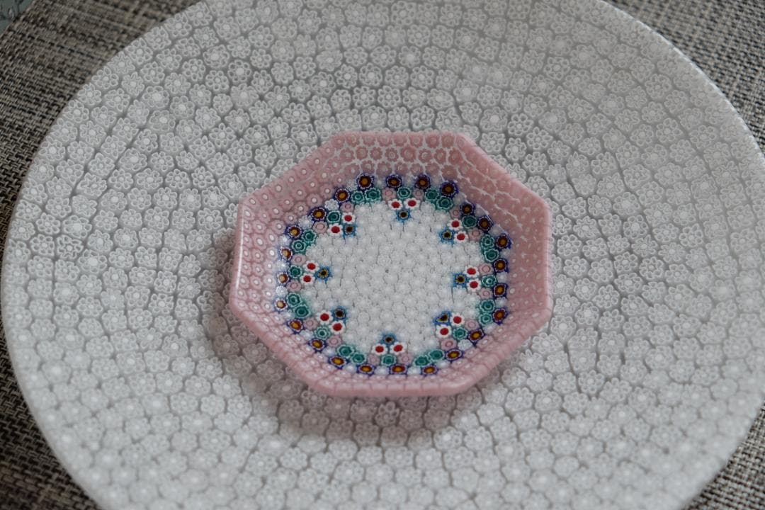 ベネチアンガラス ミルフィオリ プレート 検/メルハバ 飯塚亜裕子 江波冨士子