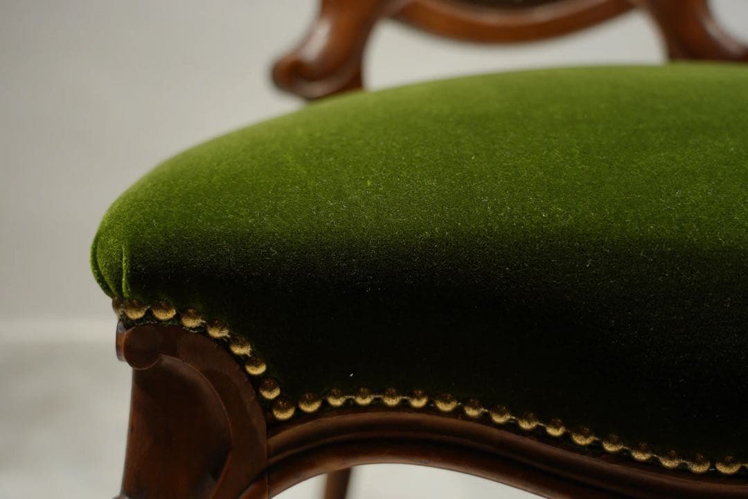 フランスアンティーク　サロンチェア　ベルベット　グリーン　1800年代