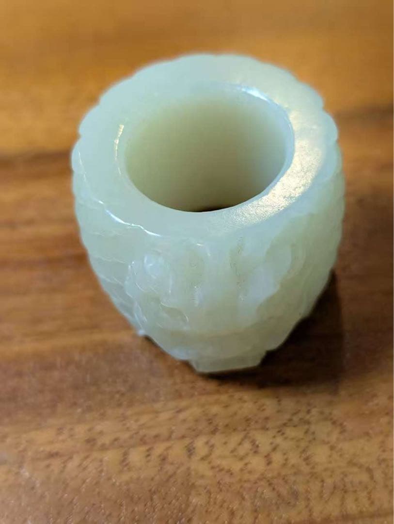 和田玉製彫刻板指親指リング