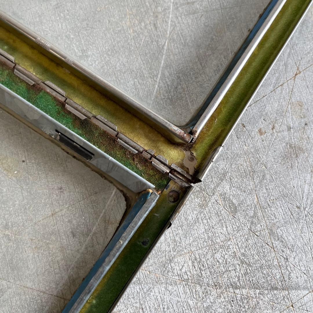 アンティーク ブリキ ガラス ケース 昭和レトロ シャビー z481