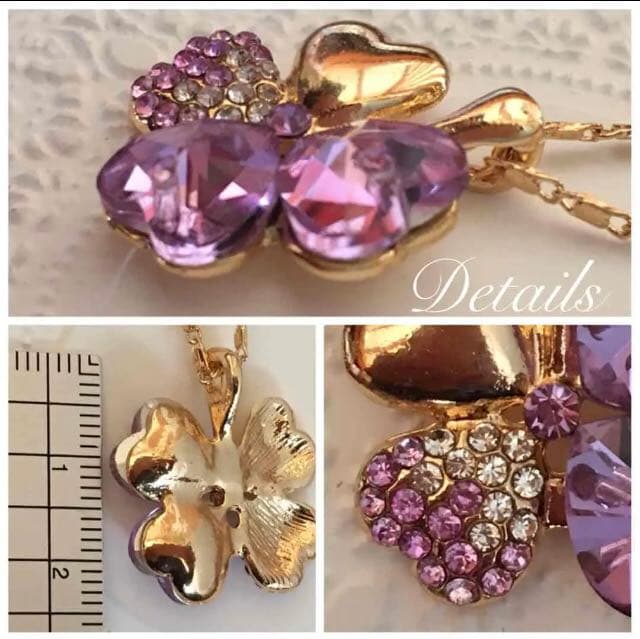 【ギフト推奨】スワロフスキー❤️18kg クローバーネックレス　ピンク