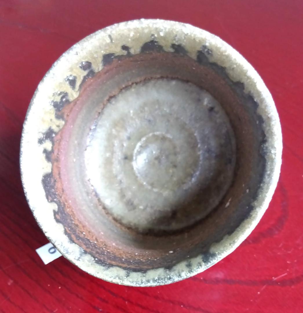 前焼の名工　白越不朝　自然灰釉究極美逸品ぐい呑み/湯呑2種茶托3点セットNo:6