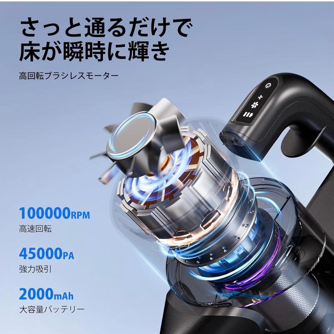 コードレス掃除機 軽量 強力吸引 静音 50分稼働 2WAY 大容量 新品