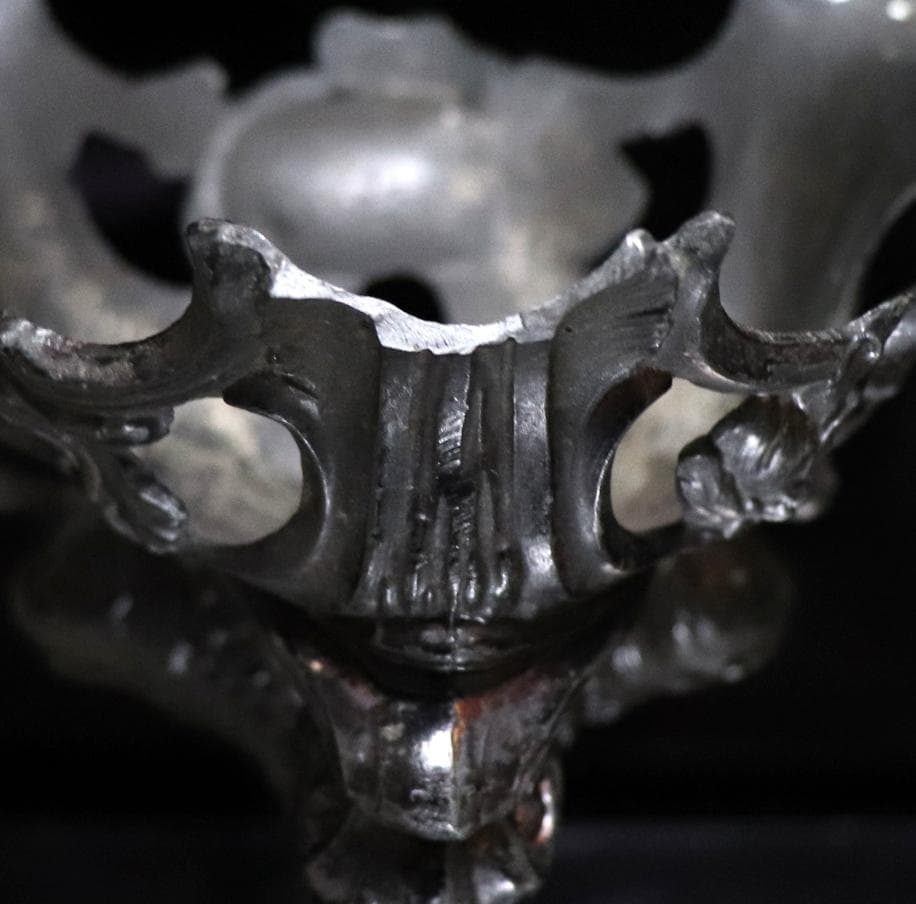オールド・バカラ 1890年 錬鉄製 ドルフィン造形 大型コンポート ディアマン