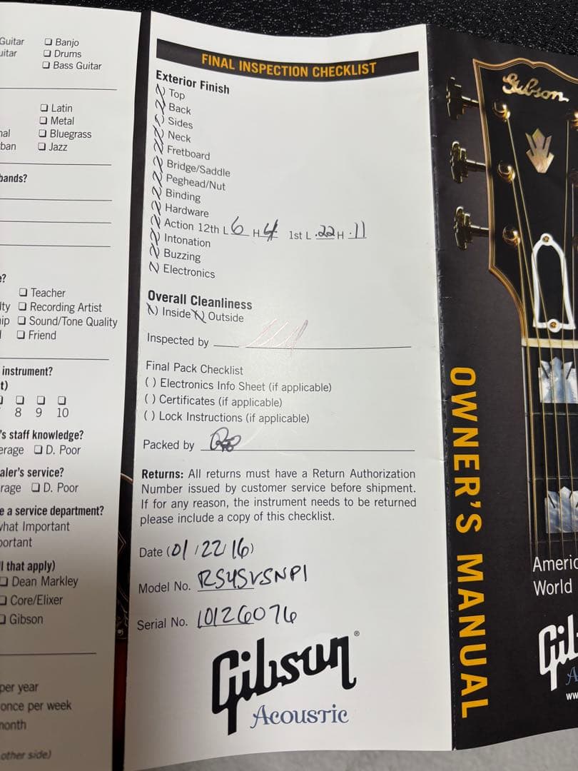 【未使用に近い】Gibson J-45 Standard VS （2016年製）