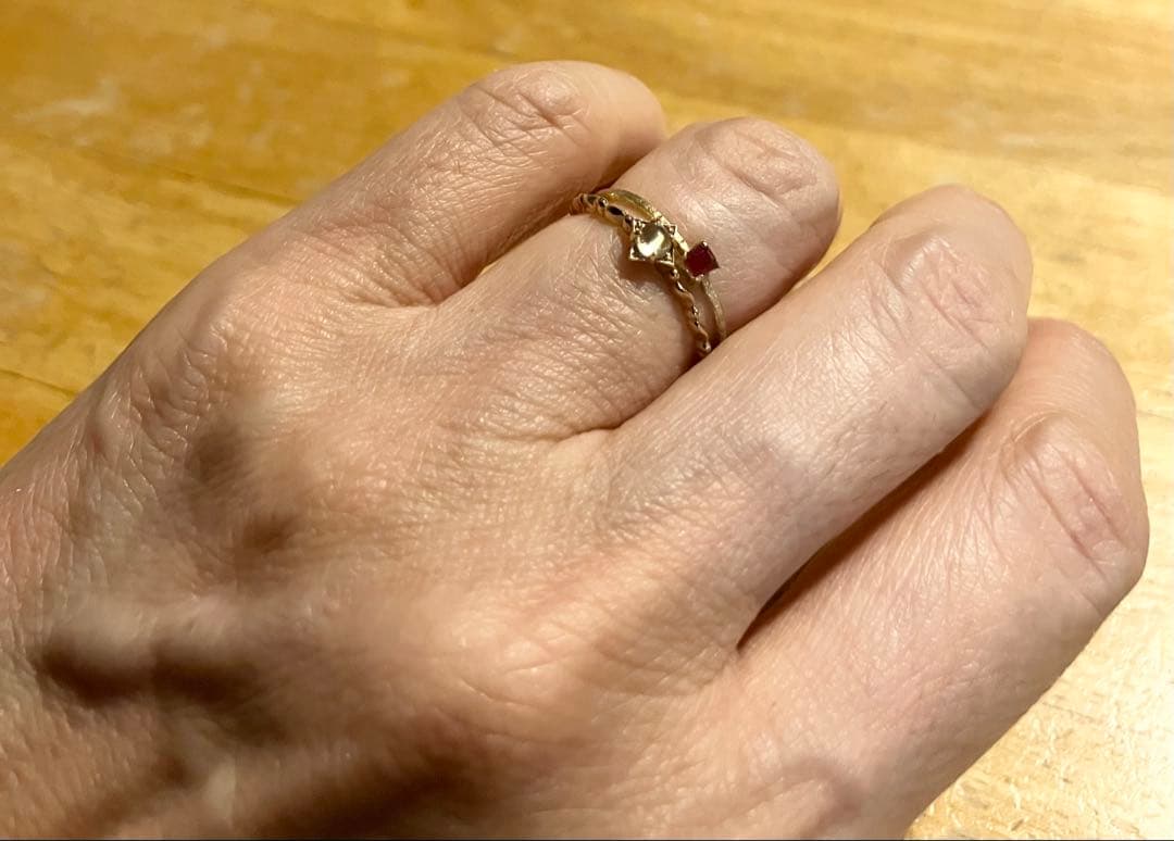 ネ*コ様 K10＊かわいいレッドベリルリングです