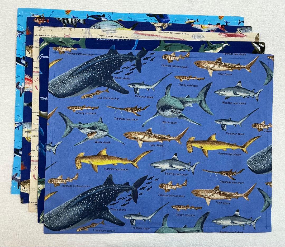 99 魚 海 給食セット×5枚　小学校 ランチョンマット ネームタグ 入学 給食