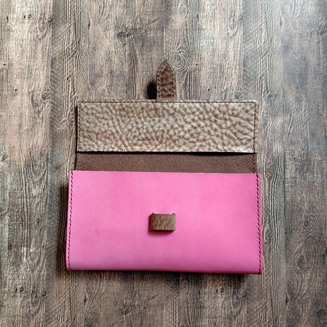 ハンドメイド 本革 通帳ケース ポーチ マルチケース ミナペルホネン Lサイズ