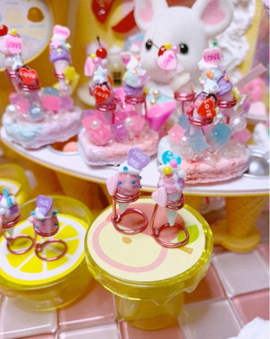 ゆめかわシリーズPART 2アイス5個☆アイスハート♡スタンド付きイエローセット