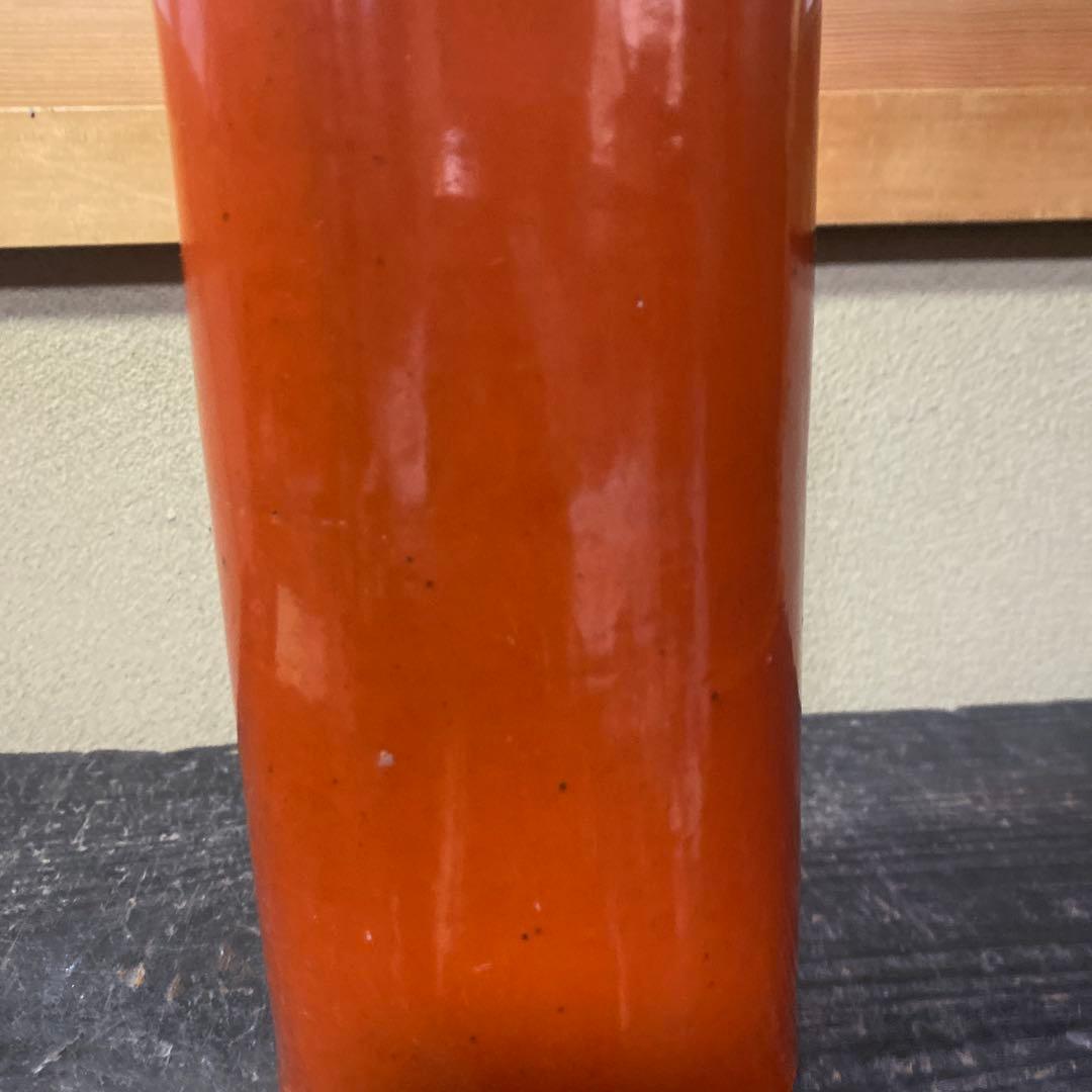 中国古玩　血赤珊瑚色筆頭　28cm11cm