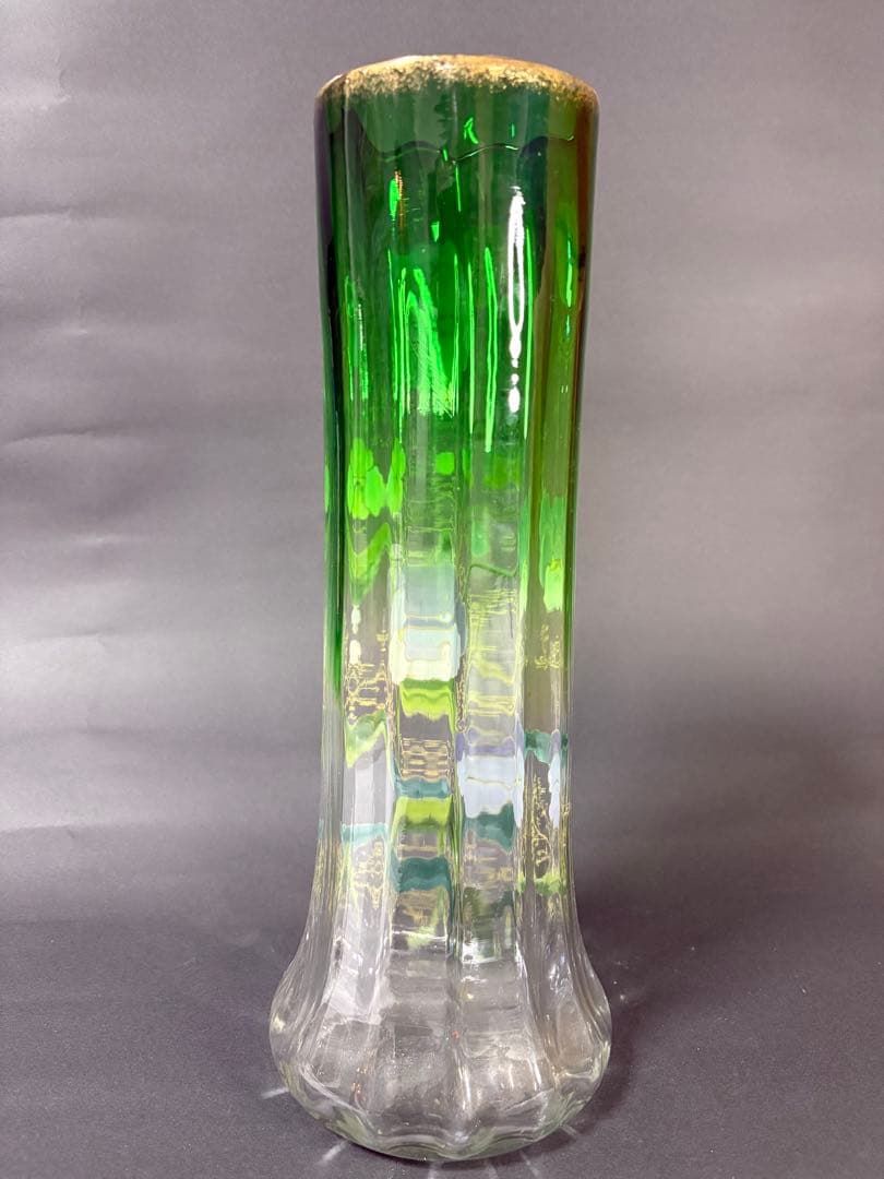 モンジョワ大型パンジー花柄エナメル金彩花瓶美品