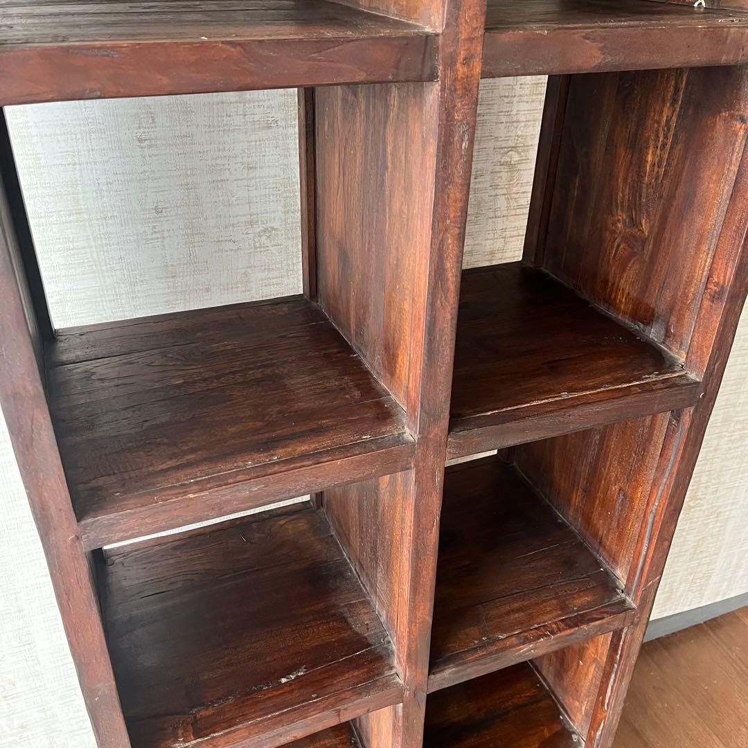 【アンティーク】木製 無垢材 ナチュラル オールドチーク 飾り棚 ラック 古家具