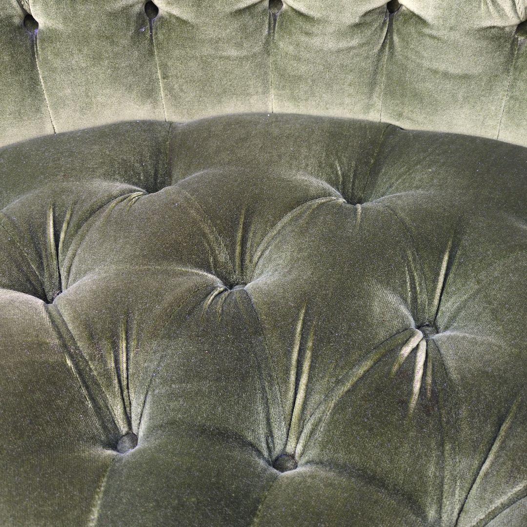 昭和レトロ オールド カリモク グリーン モケット コーナーソファ②ベルベット