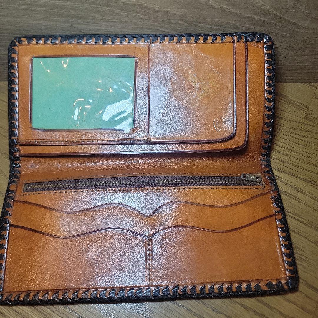 未使用【美品】ビンテージ 本革 カービング レザークラフト長財布