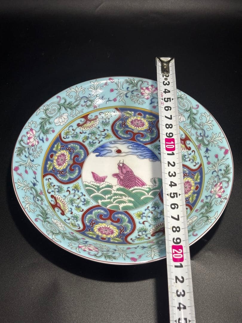 中国　明清時代 手描き装飾の陶磁器皿