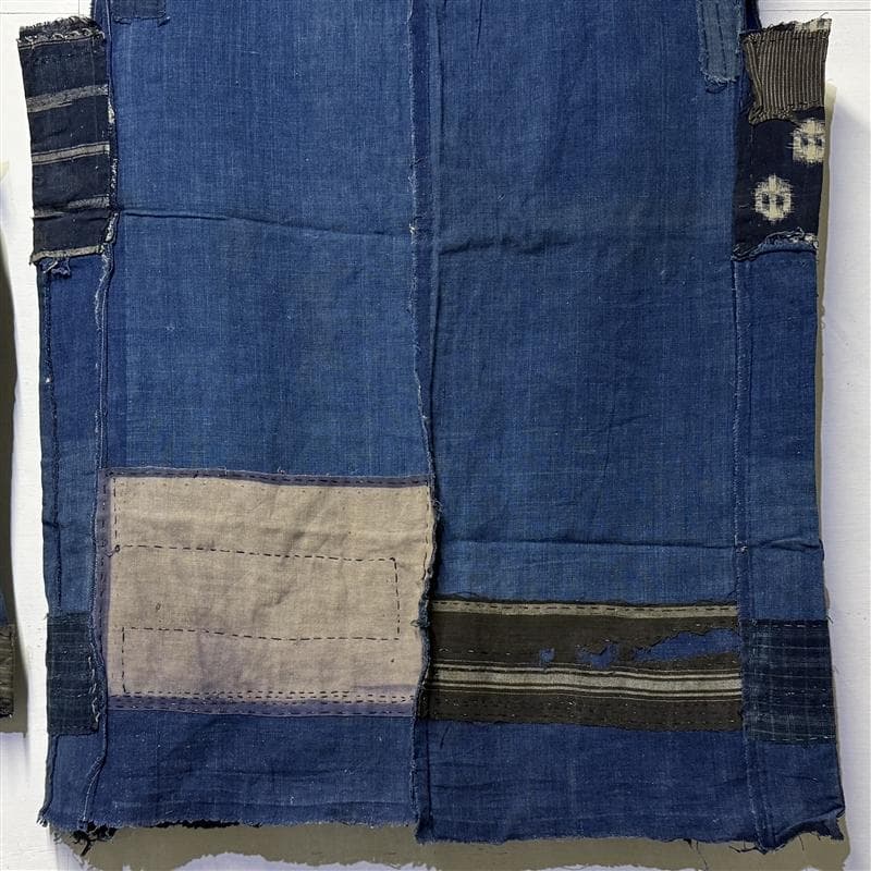 古布 木綿 藍染 刺子 継ぎ接ぎ 襤褸 ② チョッキ裏地 2点 boro