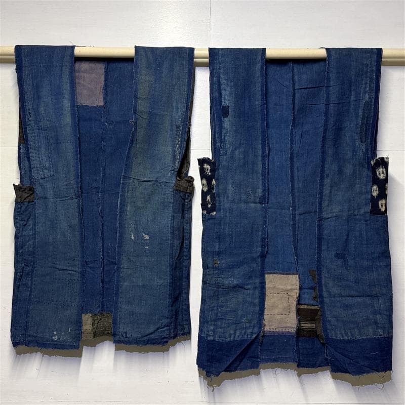 古布 木綿 藍染 刺子 継ぎ接ぎ 襤褸 ② チョッキ裏地 2点 boro