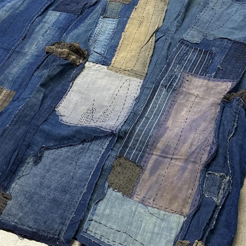 古布 木綿 藍染 刺子 継ぎ接ぎ 襤褸 ② チョッキ裏地 2点 boro