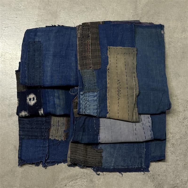 古布 木綿 藍染 刺子 継ぎ接ぎ 襤褸 ② チョッキ裏地 2点 boro