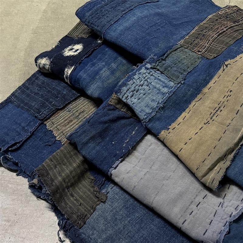 古布 木綿 藍染 刺子 継ぎ接ぎ 襤褸 ② チョッキ裏地 2点 boro