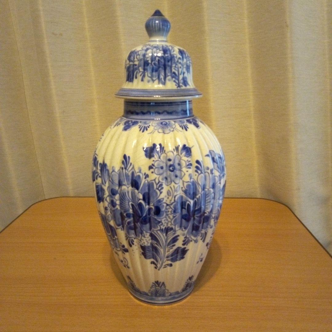 ロイヤル　デルフト　花紋飾壺