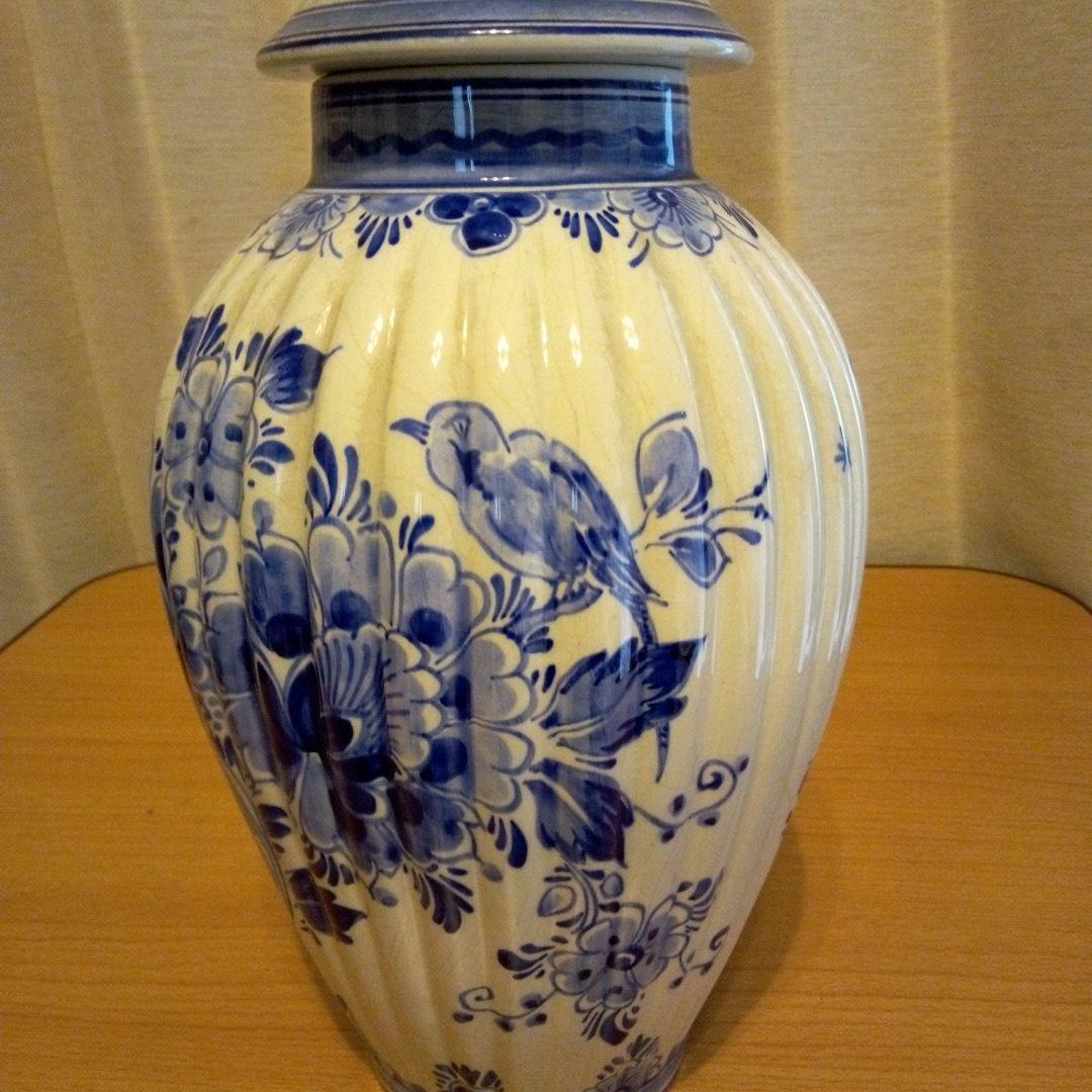 ロイヤル　デルフト　花紋飾壺